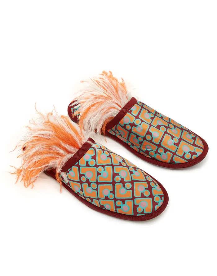 La Doublej Boudoir Slipper Puzzle Bordeaux In Faille Women Shoes