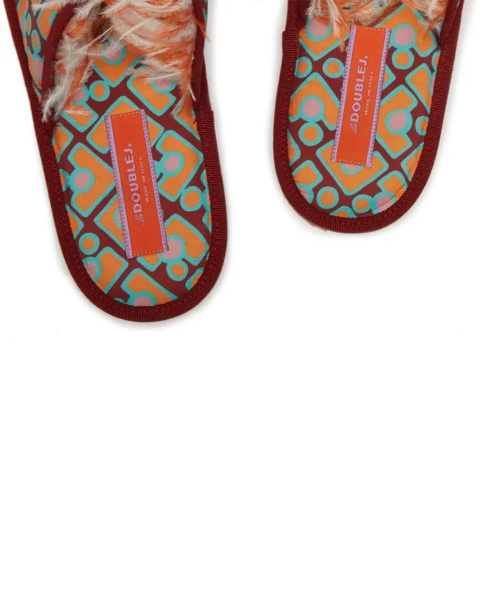 La Doublej Boudoir Slipper Puzzle Bordeaux In Faille Women Shoes