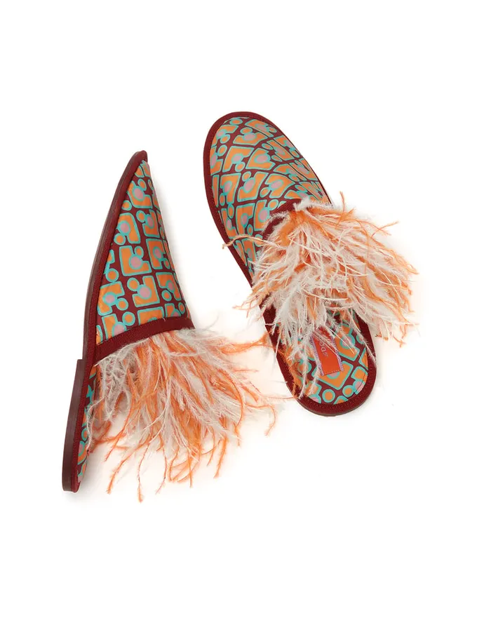 La Doublej Boudoir Slipper Puzzle Bordeaux In Faille Women Shoes