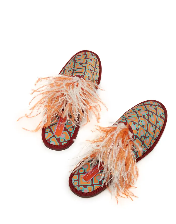 La Doublej Boudoir Slipper Puzzle Bordeaux In Faille Women Shoes