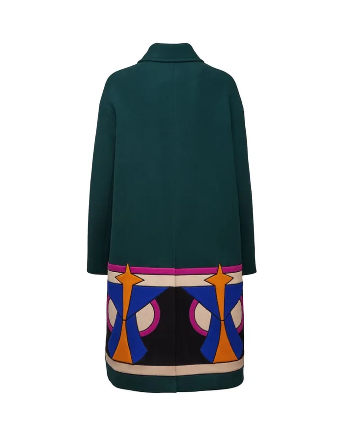La Doublej Boxy Coat Intarsia Dark Green In Wool Women Outerwear