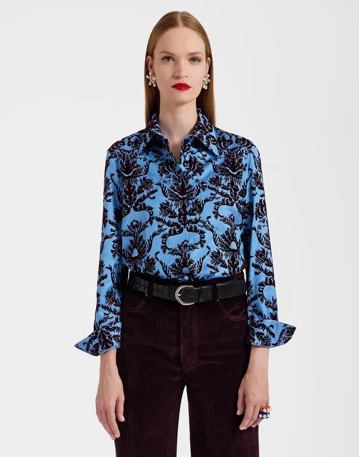 La Doublej Boy Shirt Vaudeville Light Blue In Jacquard Women Shirts and Tops