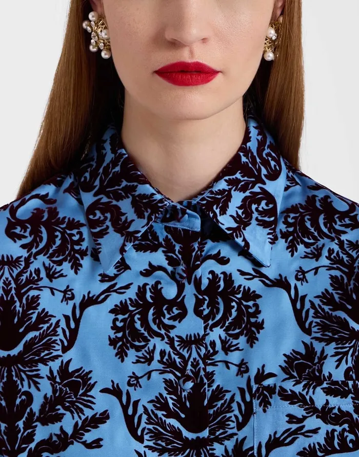La Doublej Boy Shirt Vaudeville Light Blue In Jacquard Women Shirts and Tops