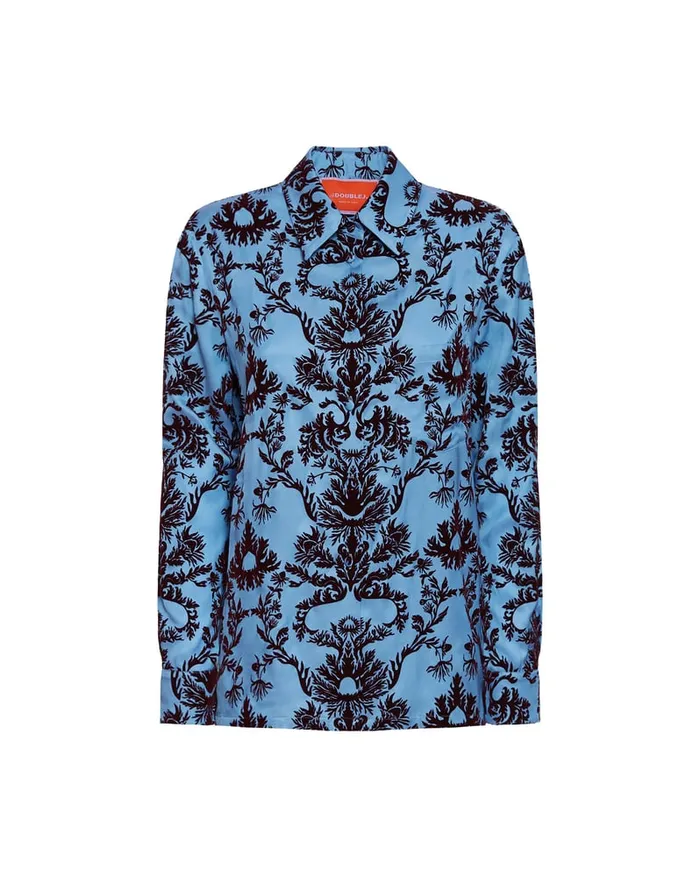 La Doublej Boy Shirt Vaudeville Light Blue In Jacquard Women Shirts and Tops