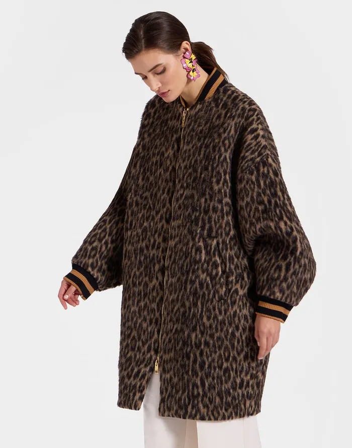 La Doublej Brooklyn Coat Cheetah Coating Light Beige In Wool Women Outerwear