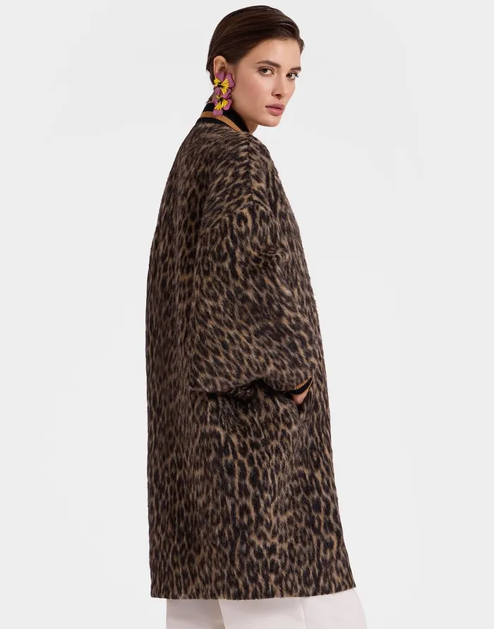 La Doublej Brooklyn Coat Cheetah Coating Light Beige In Wool Women Outerwear
