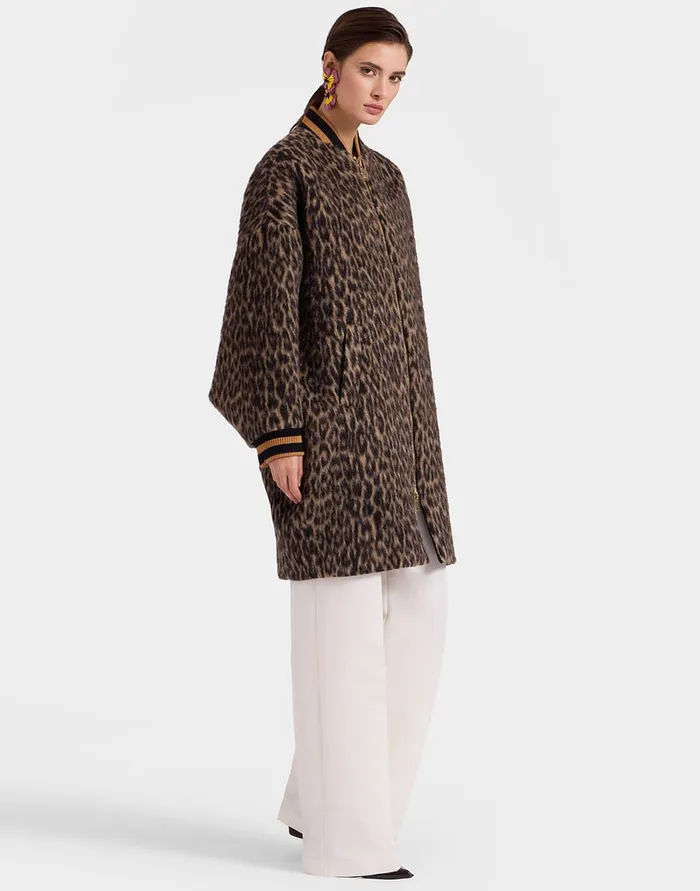 La Doublej Brooklyn Coat Cheetah Coating Light Beige In Wool Women Outerwear