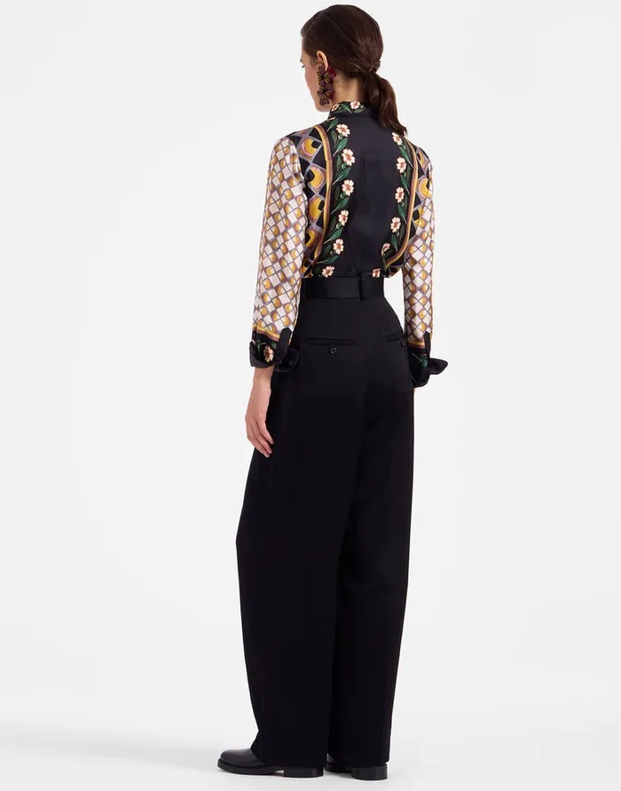 La Doublej Brooklyn Pants Solid Black In Sable Satin Women Shorts and Pants