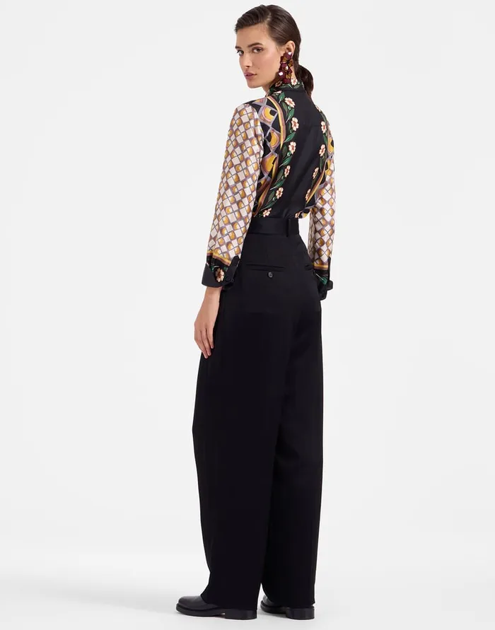 La Doublej Brooklyn Pants Solid Black In Sable Satin Women Shorts and Pants