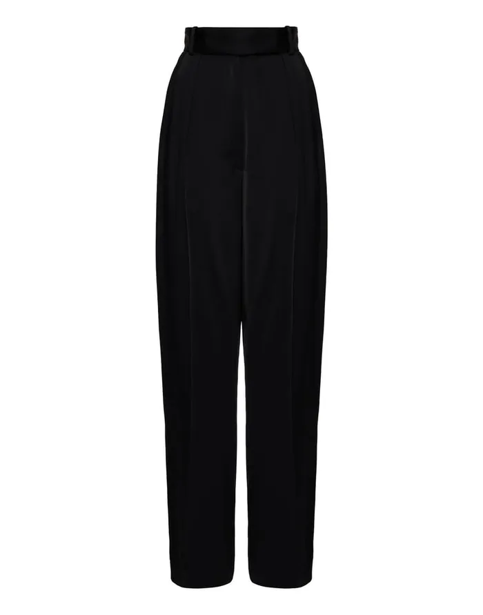 La Doublej Brooklyn Pants Solid Black In Sable Satin Women Shorts and Pants