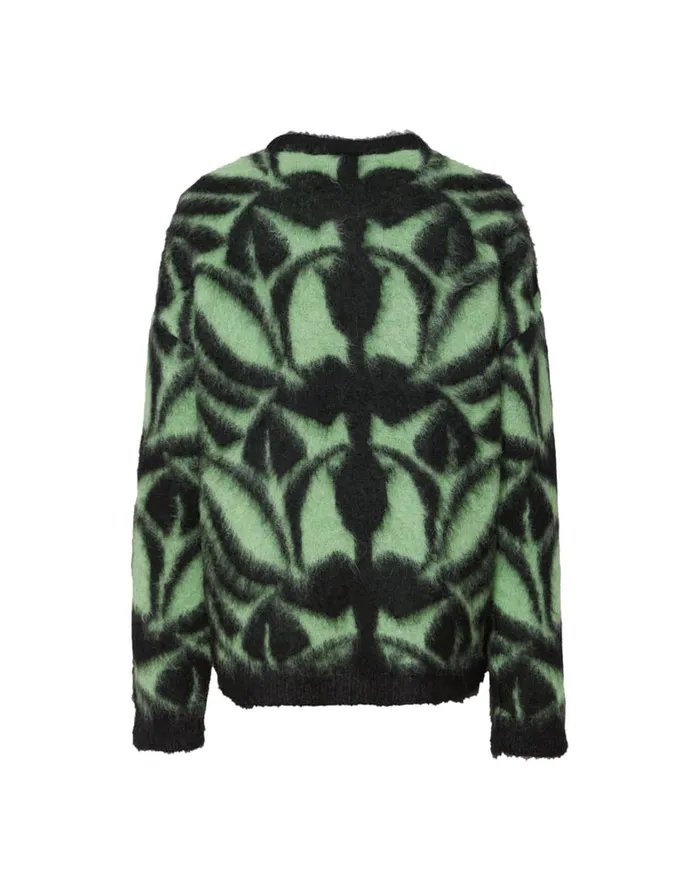 La Doublej Camden Jumper Green and Black In Brushed Wool Women Knitwear