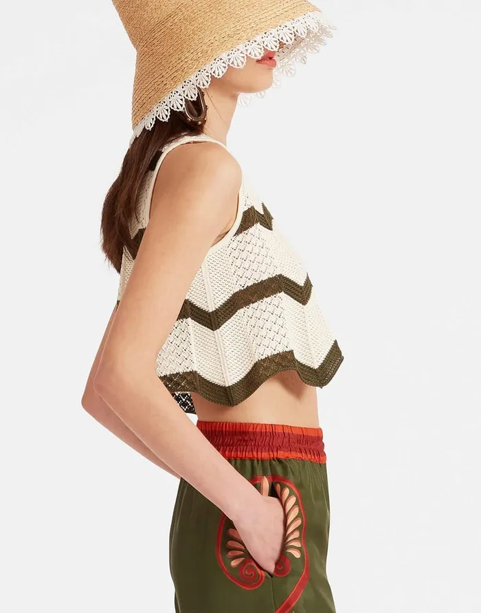 La Doublej Chevron Top Solid Camouflage In Knit Chevron Women Shirts and Tops