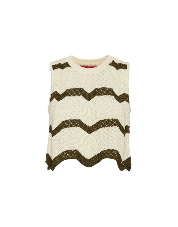 La Doublej Chevron Top Solid Camouflage In Knit Chevron Women Shirts and Tops