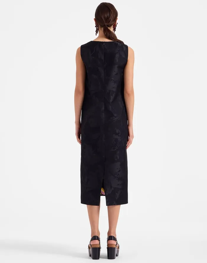 La Doublej Column Dress Sylph Black In Jacquard Women Dresses