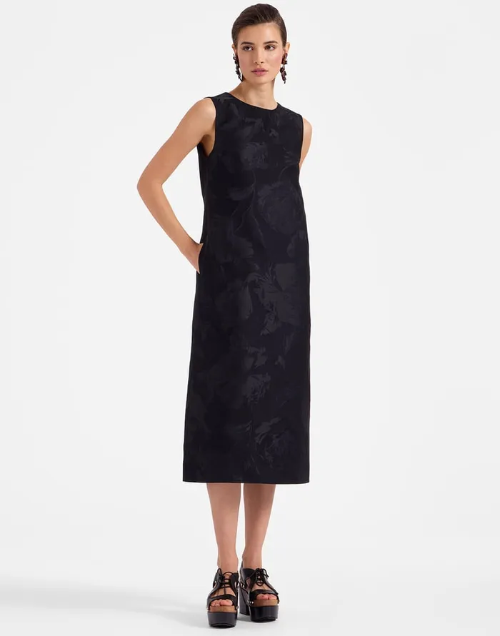 La Doublej Column Dress Sylph Black In Jacquard Women Dresses