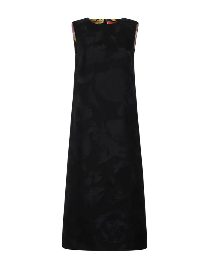 La Doublej Column Dress Sylph Black In Jacquard Women Dresses