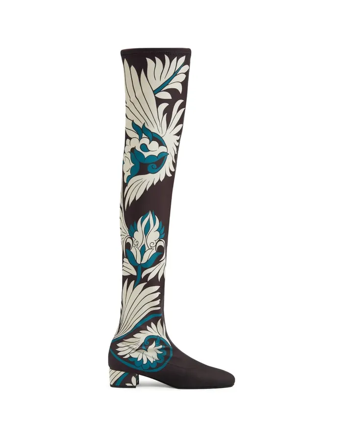 La Doublej Edie High Boots Mix Tiles Blue In Lycra Women Shoes
