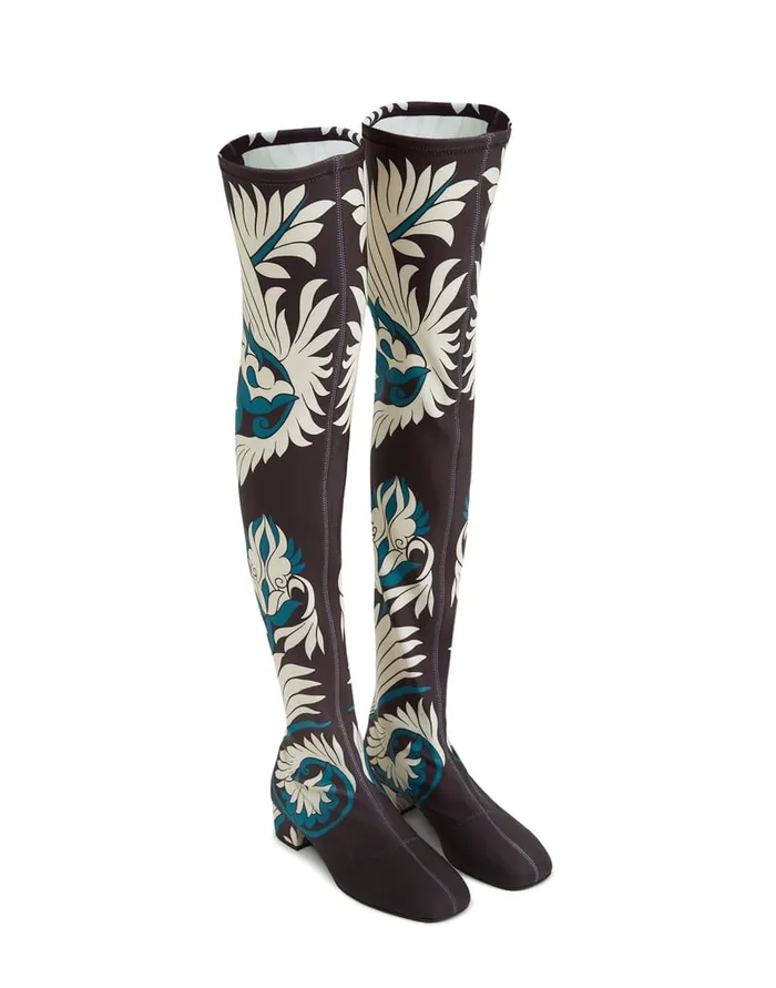 La Doublej Edie High Boots Mix Tiles Blue In Lycra Women Shoes