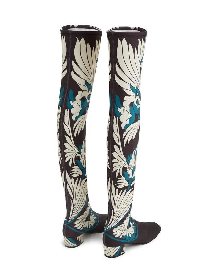 La Doublej Edie High Boots Mix Tiles Blue In Lycra Women Shoes