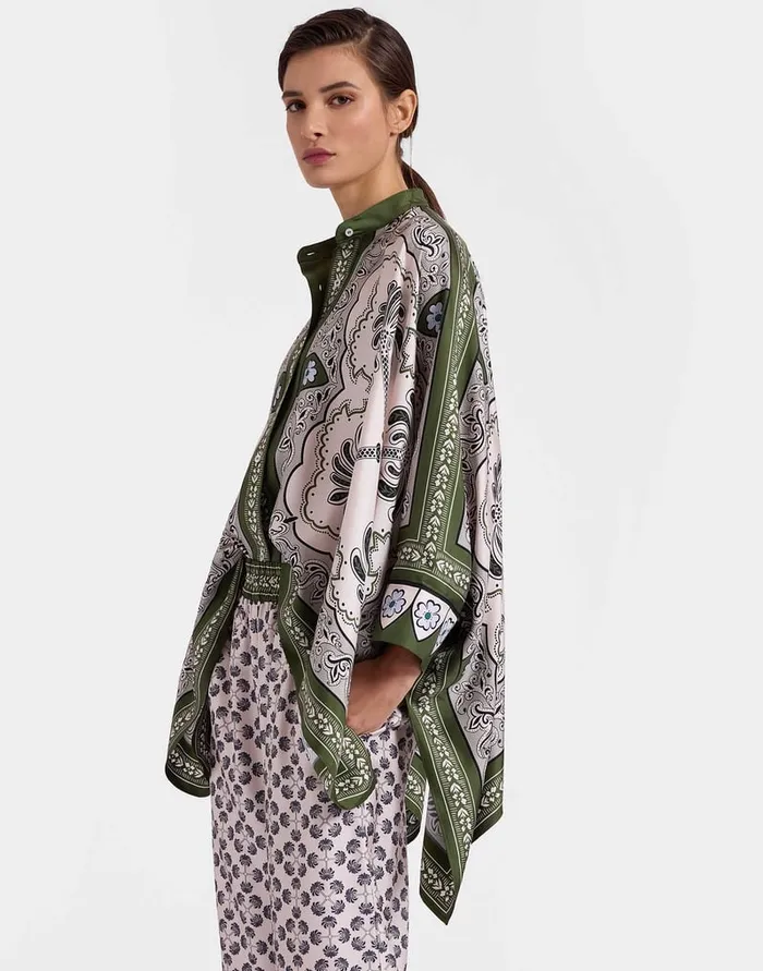 La Doublej Foulard Shirt Mirage Place Green In Silk Twill Women Shirts and Tops