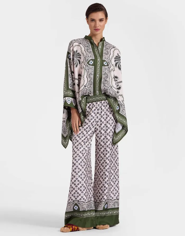 La Doublej Foulard Shirt Mirage Place Green In Silk Twill Women Shirts and Tops