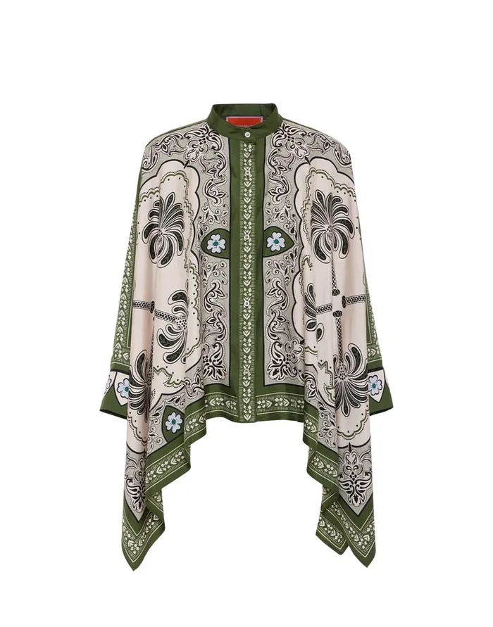 La Doublej Foulard Shirt Mirage Place Green In Silk Twill Women Shirts and Tops