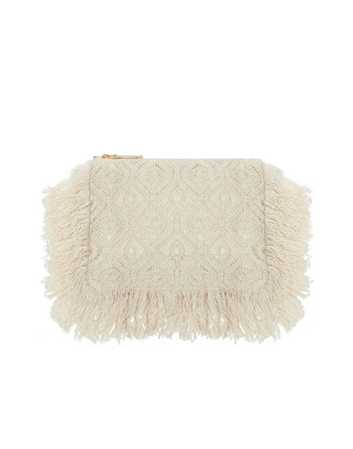 La Doublej Hand Pochette Plaza Cream In Macram Women Bags and Pochettes