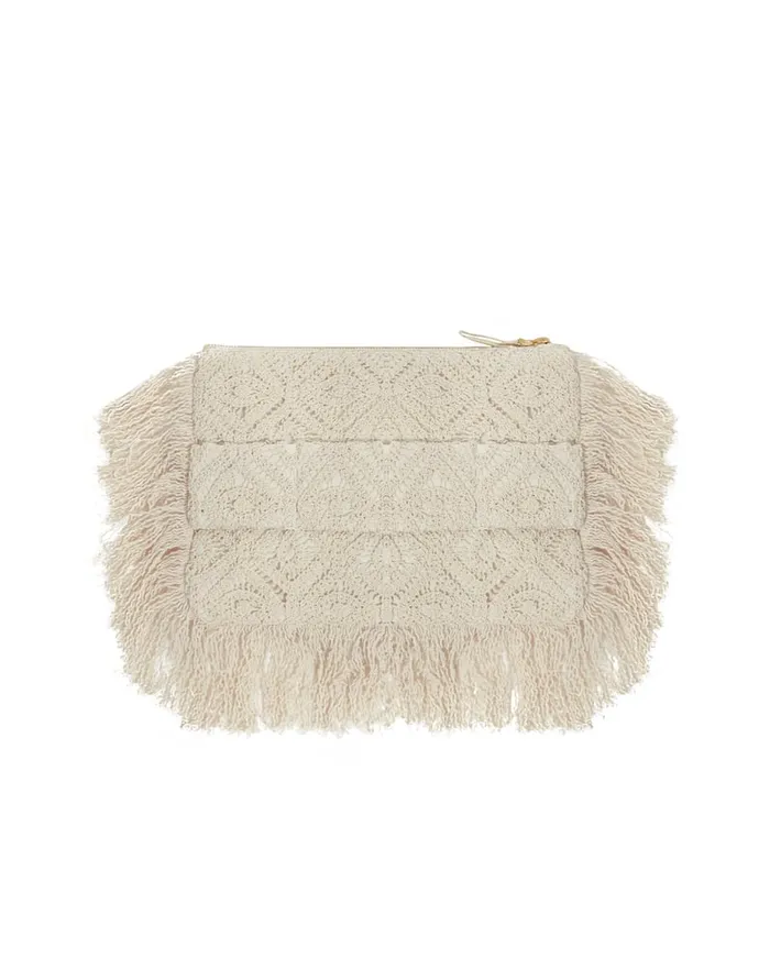 La Doublej Hand Pochette Plaza Cream In Macram Women Bags and Pochettes