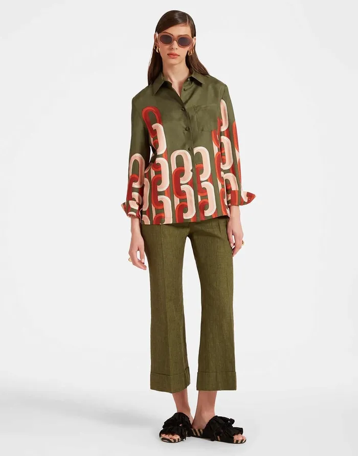 La Doublej Hendrix Pants Solid Camouflage In Shot Cotton Women Shorts and Pants