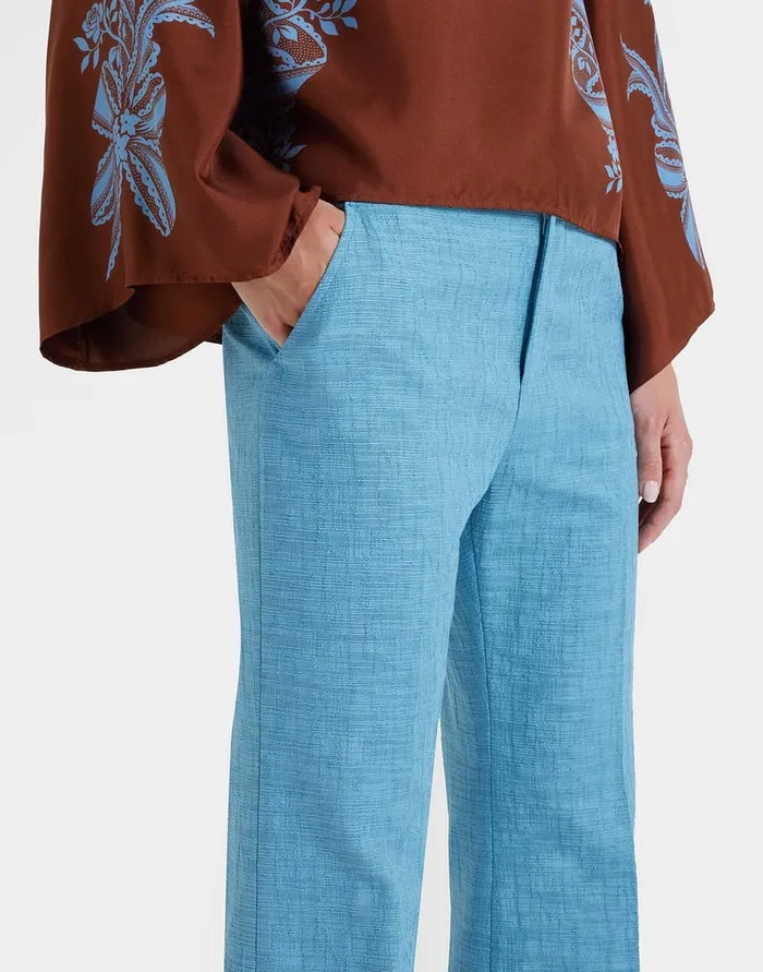 La Doublej Hendrix Pants Solid Light Blue In Shot Cotton Women Shorts and Pants