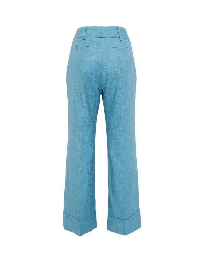 La Doublej Hendrix Pants Solid Light Blue In Shot Cotton Women Shorts and Pants