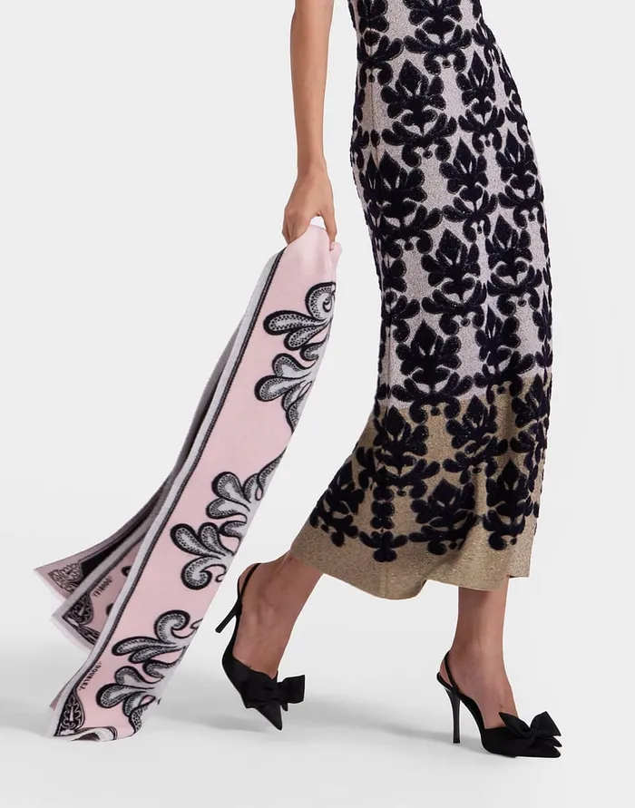 La Doublej Herald Scarf Herald Light Pink In Wool Silk Women Foulards and Scarves