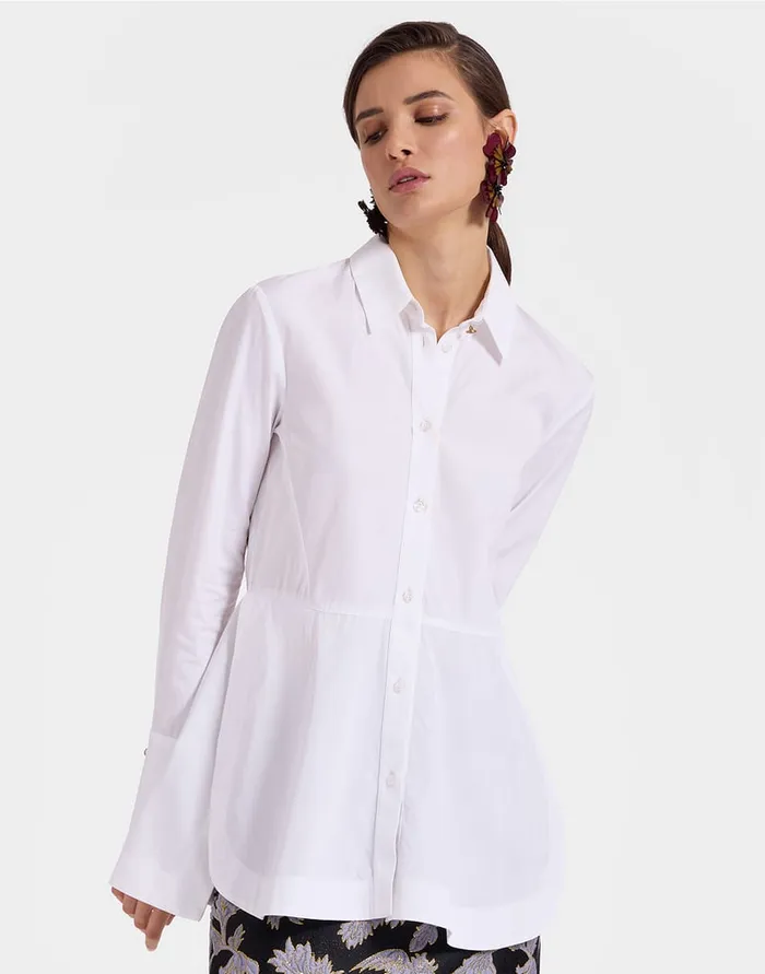 La Doublej Iris Shirt Solid White In Tailor Poplin Women Shirts and Tops