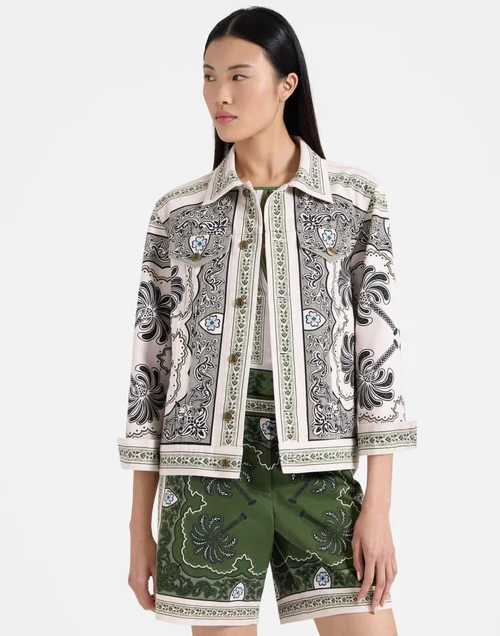 La Doublej Jj Jean Jacket Mirage Place Green In Cotton Drill Women Outerwear