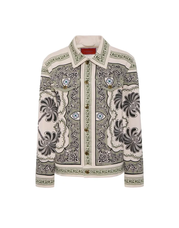 La Doublej Jj Jean Jacket Mirage Place Green In Cotton Drill Women Outerwear