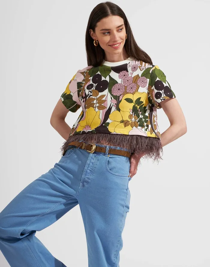 La Doublej La Scala Tee Big Flower Rose In Jersey Women TShirts and Sweatshirts