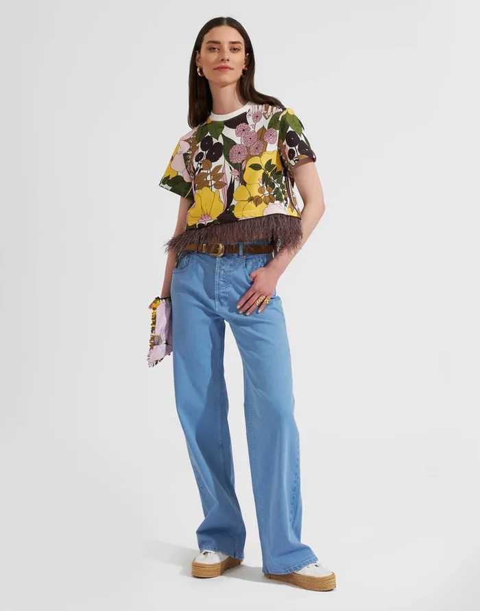 La Doublej La Scala Tee Big Flower Rose In Jersey Women TShirts and Sweatshirts