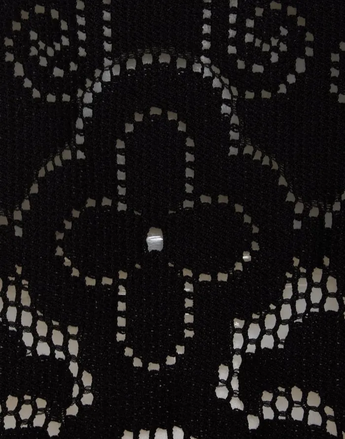 La Doublej Lacey Make An Exit Top Solid Black In Embroidered Cotton Women Shirts and Tops