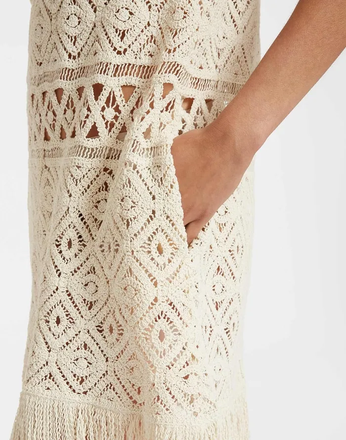 La Doublej Lacey Mini Swing Dress Plaza Cream In Macram Women Dresses