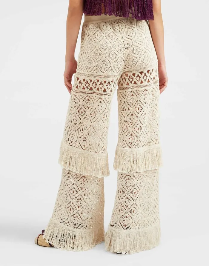 La Doublej Lacey Palazzo Pants Plaza Cream In Macram Women Shorts and Pants