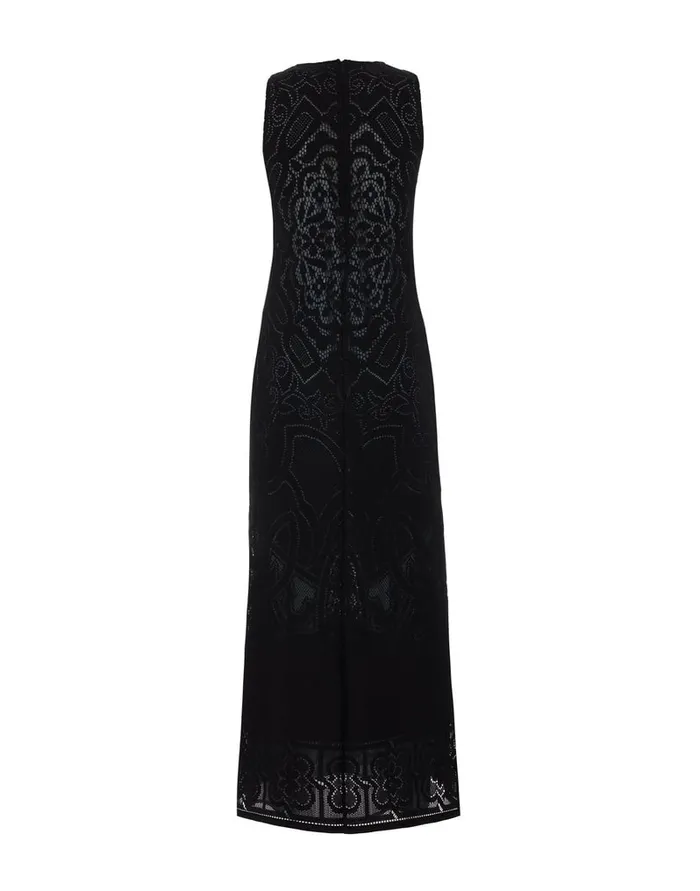 La Doublej Lacey Racer Dress Solid Black In Embroidered Cotton Women Dresses