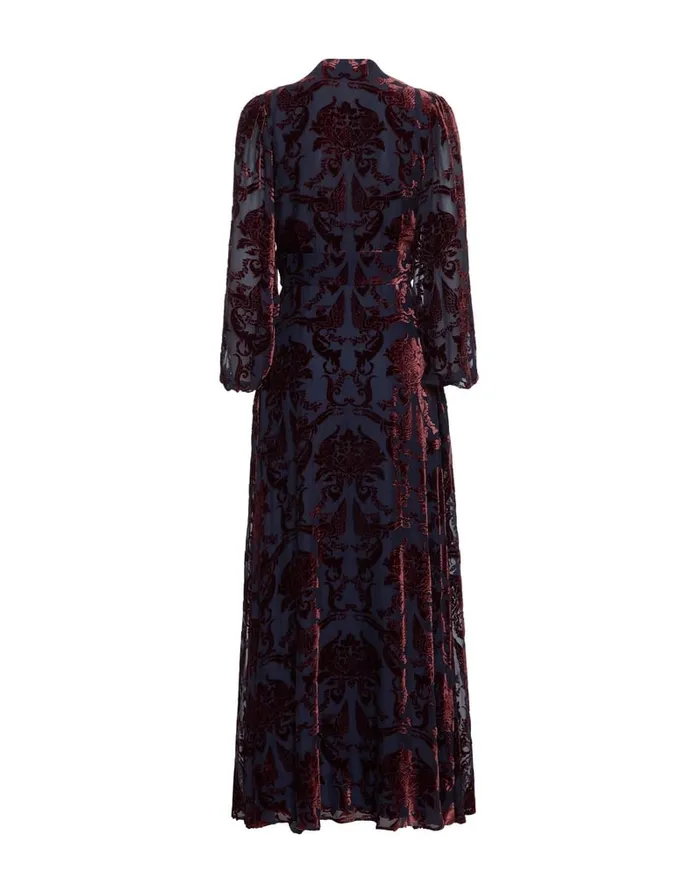 La Doublej Long Camerino Dress Cherubs Blue In Devor Velvet Women Dresses
