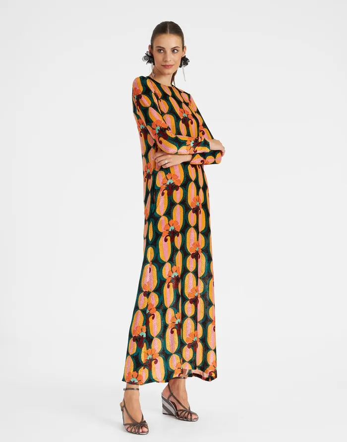 La Doublej Long Sleeve Swing Dress Arcturus Blue Petrol In Velvet Devor Women Dresses