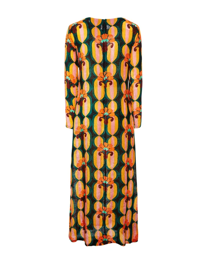 La Doublej Long Sleeve Swing Dress Arcturus Blue Petrol In Velvet Devor Women Dresses