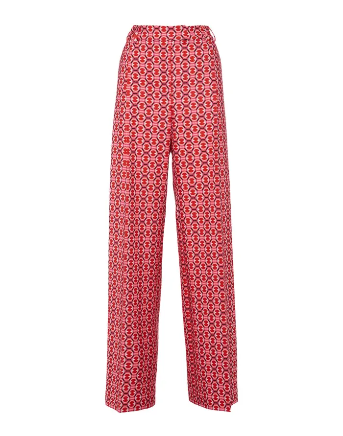 La Doublej Loose Pants Sugar Rush Red In Compact Jersey Women Shorts and Pants