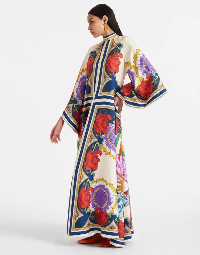 La Doublej Magnifico Dress Taormina Place Rust In Twill Silk Women Dresses
