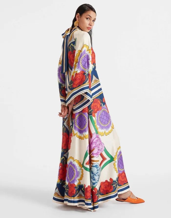 La Doublej Magnifico Dress Taormina Place Rust In Twill Silk Women Dresses