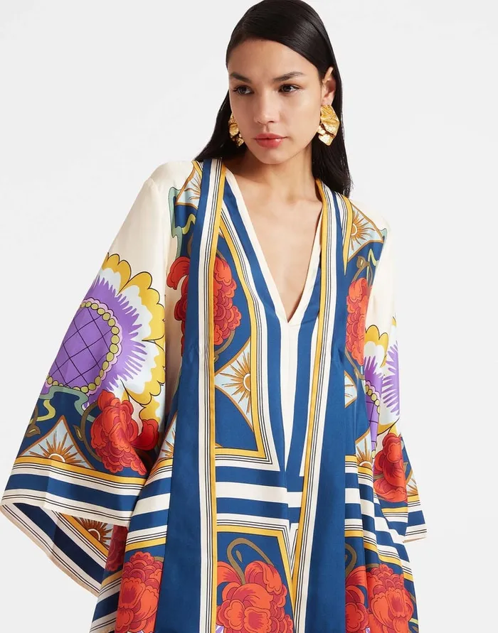 La Doublej Magnifico Dress Taormina Place Rust In Twill Silk Women Dresses