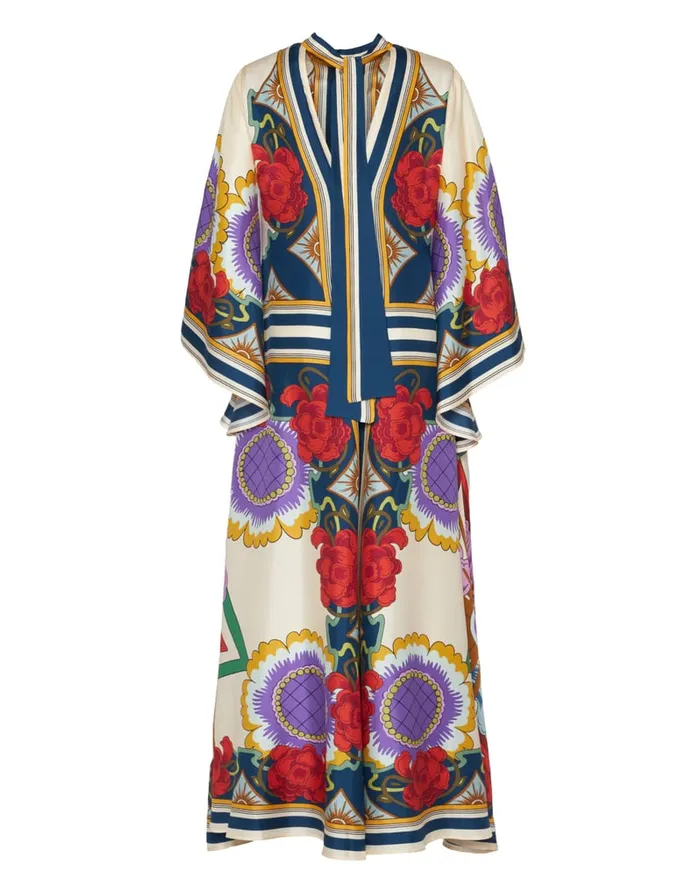 La Doublej Magnifico Dress Taormina Place Rust In Twill Silk Women Dresses