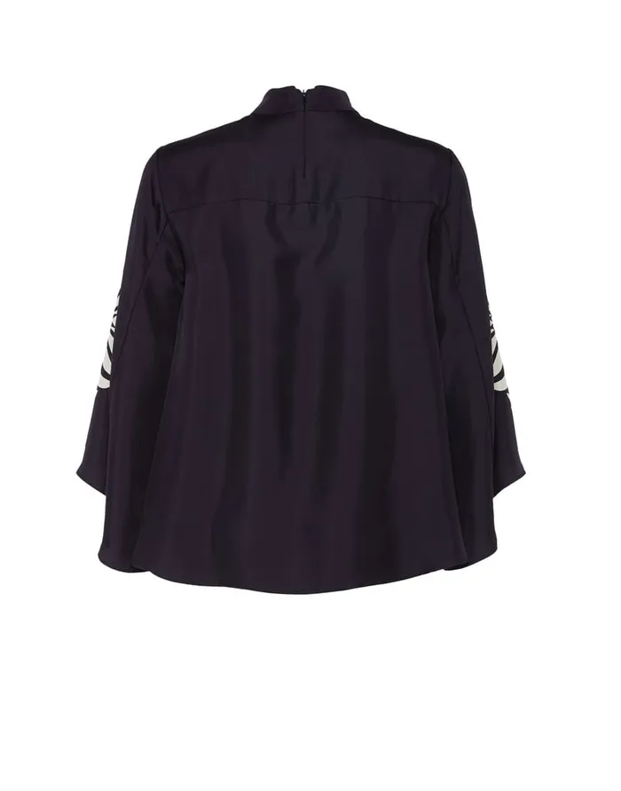 La Doublej Make An Exit Top Mix Tiles Place Black In Silk Twill Women Shirts and Tops